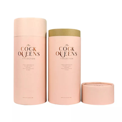 Eco Friendly Large Round Pink Paper Tube Containers For Cosmetics