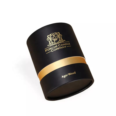 Custom Black Round Candle Tube Packaging Bronzing Cardboard Box for Candle Packaging