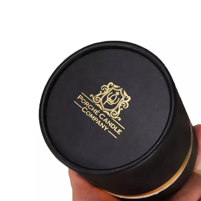 Custom Black Round Candle Tube Packaging Bronzing Cardboard Box for Candle Packaging