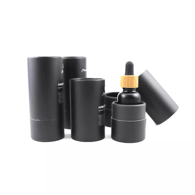 Black Cardboard Tube Boxes for Essential Oil Dropper Bottles Cosmetic Packaging Tubes