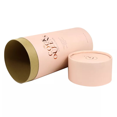 Eco Friendly Large Round Pink Paper Tube Containers For Cosmetics